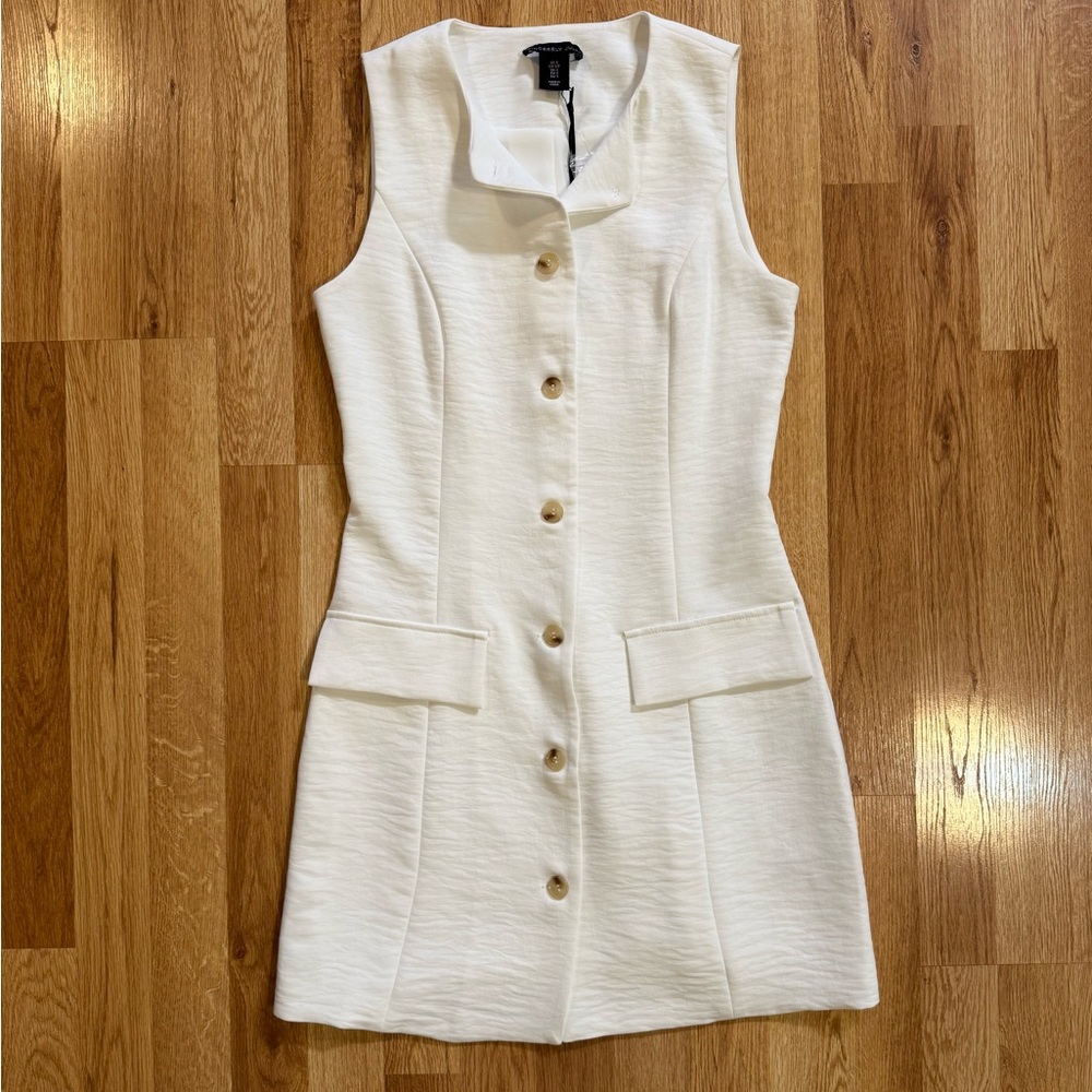 Sincerly Jules White Sleeveless Button-Front Mini Dress Size S